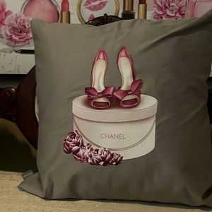 Gray and pink Chanel pillow without insert